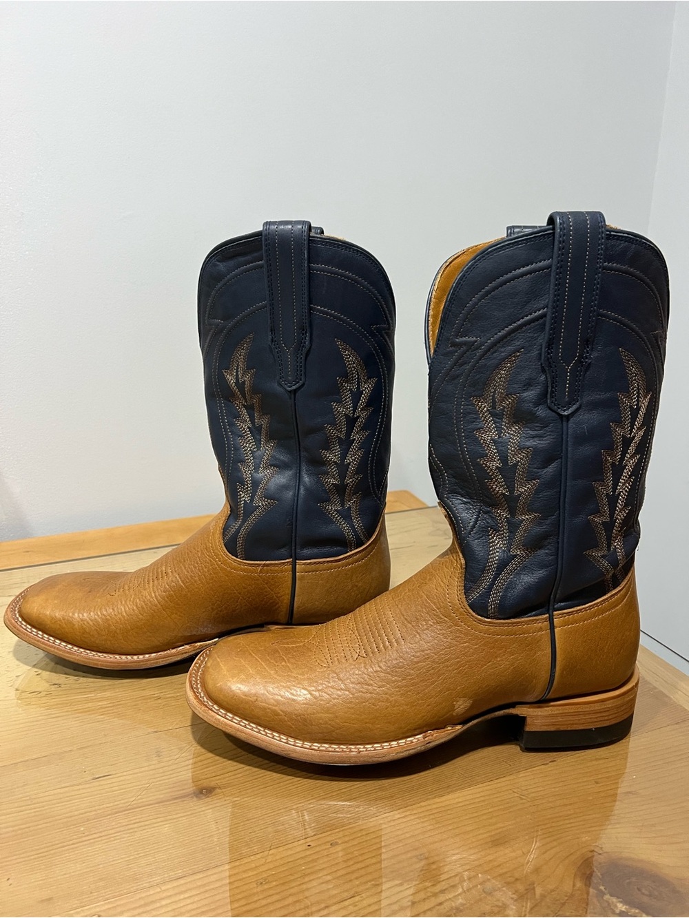 Tecovas Doc Tan Men's Leather Cowboy Boots Brown & Blue US 10.5 D